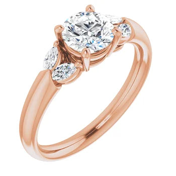 Certified 14K Rose Gold LG 1 Ct VS1 Quality E Color Marquise Engagement Ring
