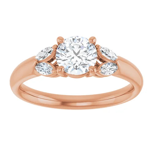 Certified 14K Rose Gold LG 1 Ct VS1 Quality E Color Marquise Engagement Ring