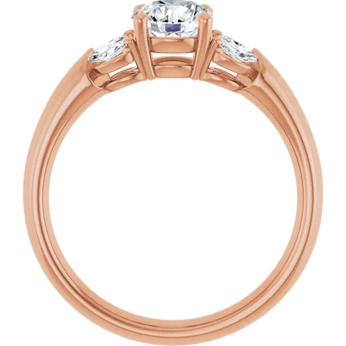 Certified 14K Rose Gold LG 1 Ct VS1 Quality E Color Marquise Engagement Ring