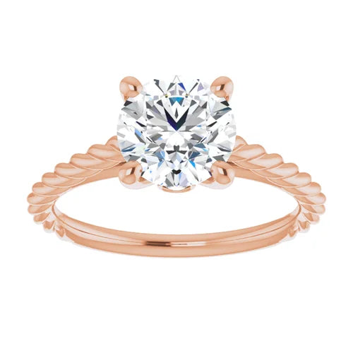 Certified 14K Rose Gold LG 1 Ct E Color VS1 Quality Round Engagement Ring