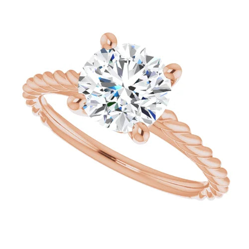 Certified 14K Rose Gold LG 1 Ct E Color VS1 Quality Round Engagement Ring