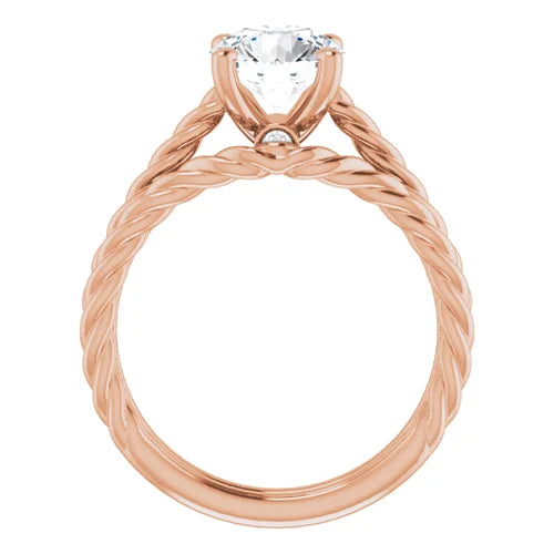Certified 14K Rose Gold LG 1 Ct E Color VS1 Quality Round Engagement Ring