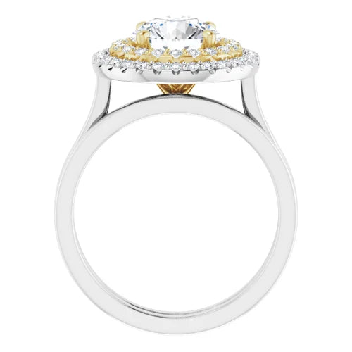 Certified 14K White & Yellow 2.83 Ct LG E Color VS1 Quality Round Engagement Ring