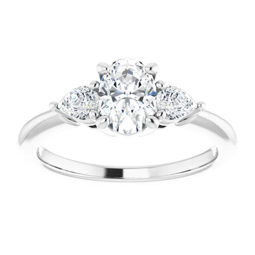 Certified 14K White Gold LG 1 Ct E Color VS1 Quality Oval Engagement Ring