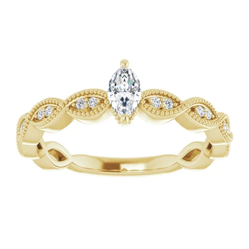 Certified 14K Yellow Gold LG 1 Ct E Color VS1 Quality Marquise Engagement Ring