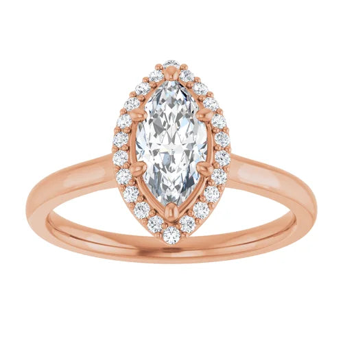 Certified 14K Rose Gold 0.71 Ct LG E Color VS1 Quality Marquise Engagement Ring