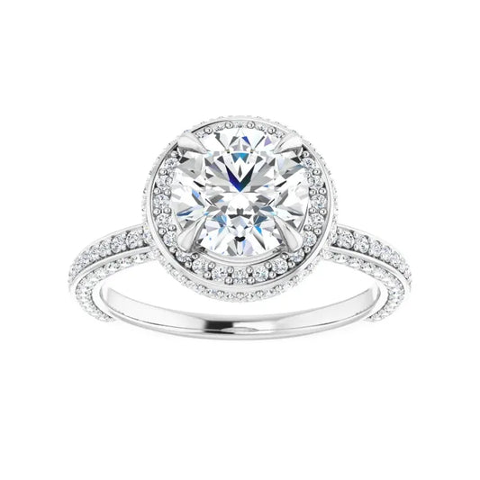 Certified 14K White Gold 1.10 Ct LG E Color VS1 Quality Round Engagement Ring