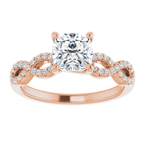 Certified 14K Rose Gold 0.5 Ct LG D Color VS1 Quality Cushion Engagement Ring