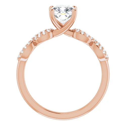 Certified 14K Rose Gold 0.5 Ct LG D Color VS1 Quality Cushion Engagement Ring