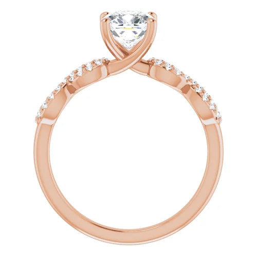 Certified 14K Rose Gold 0.5 Ct LG D Color VS1 Quality Cushion Engagement Ring