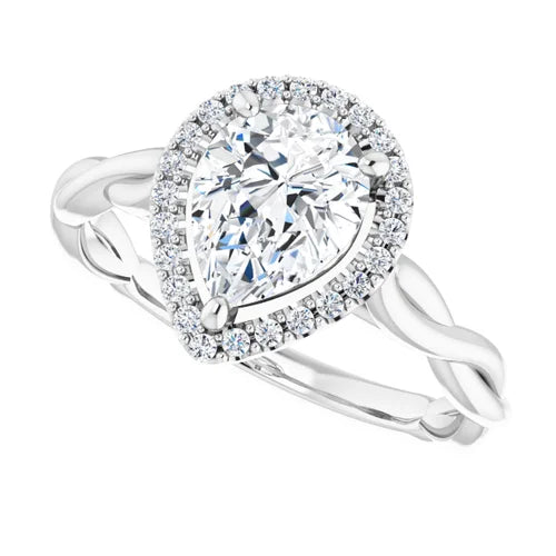 Certified 14K White Gold LG 1 Ct F-G Color VS Clarity Pear Engagement Ring
