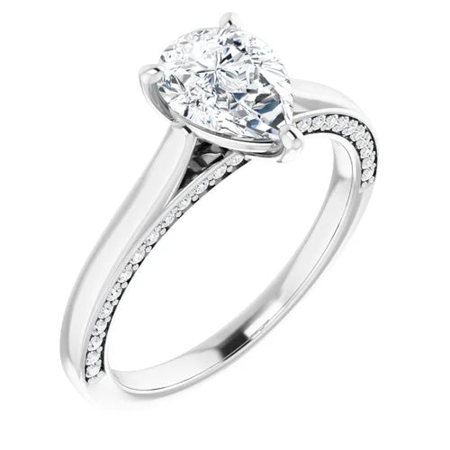 Certified 14K White Gold LG 1 Ct F Color VS1 Quality Emerald Engagement Ring
