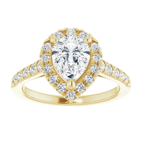 Certified 14K Yellow Gold LG 0.75 Ct E Color VS1 Quality Pear Engagement Ring