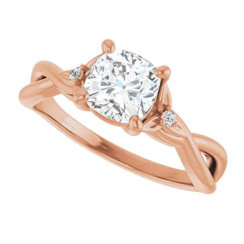 Certified 14K Rose Gold LG 1.5 Ct D Color VS1 Quality Cushion Engagement Ring