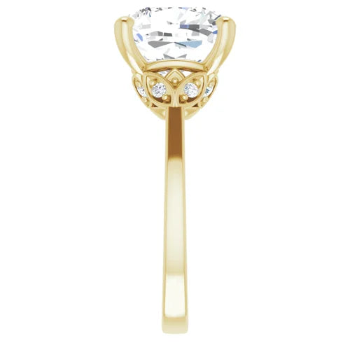 Certified 14K Yellow Gold LG 1.5 Ct D Color VS1 Quality Cushion Engagement Ring