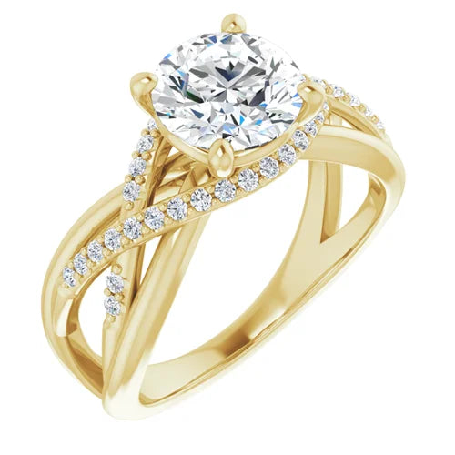 Certified 14K Yellow Gold LG 1 Ct E Color VS1 Quality Round Engagement Ring