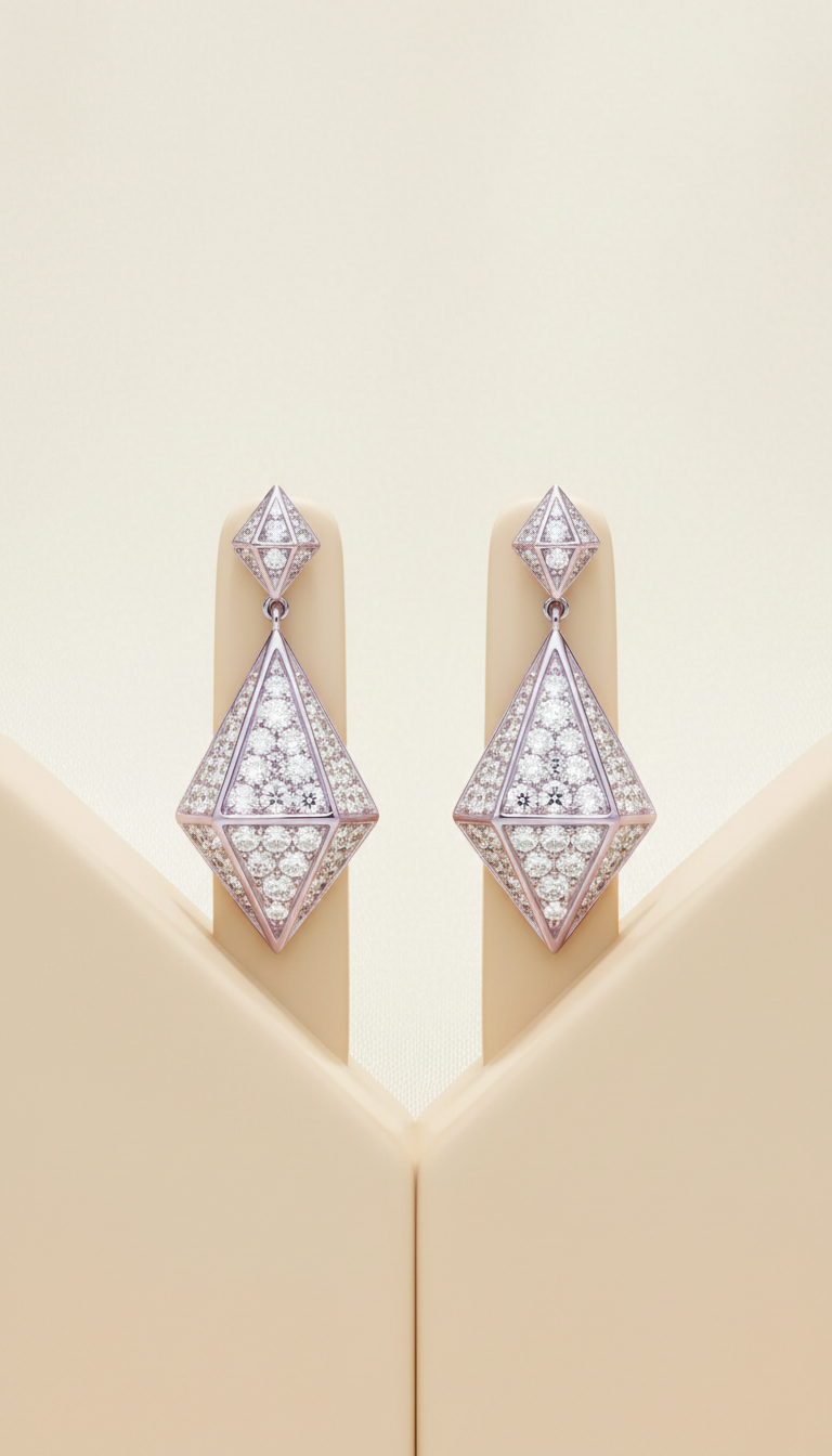 Sculpted Diamond Drop Earrings