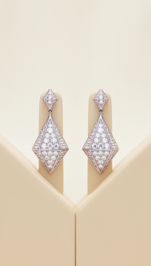 Sculpted Diamond Drop Earrings