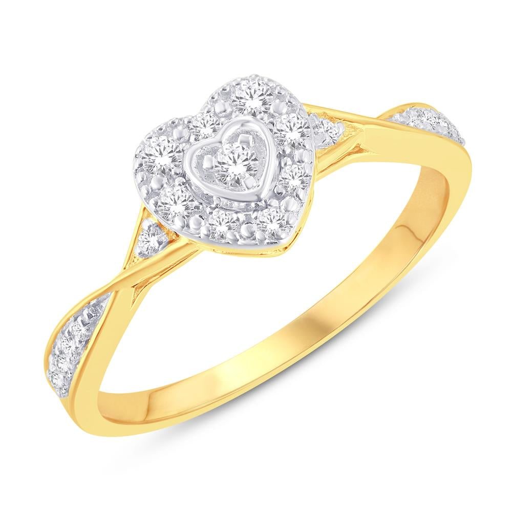 10KT Yellow Gold 0.19 Carat Heart Ladies Ring-0224036-YG