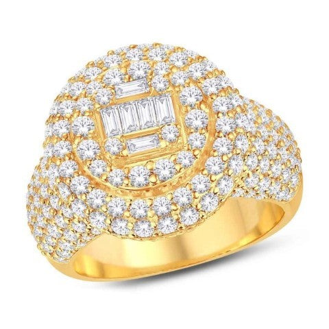 10KT All Yellow Gold 3.84 Carat Cluster Round Mens Ring-0325690-ALY