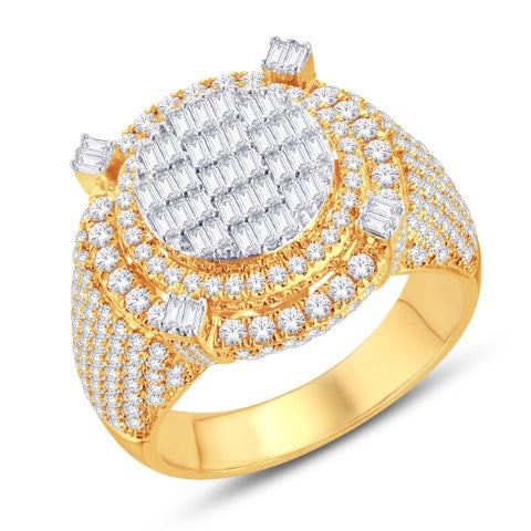 10KT Two-Tone (Yellow and White) Gold 2.21 Carat Round Mens Ring-0326101-YW