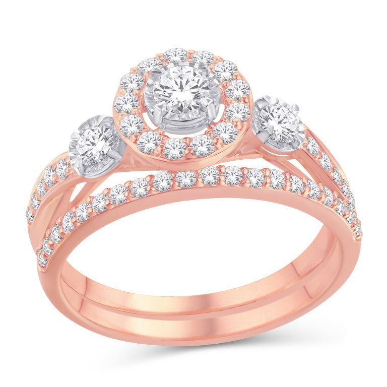 14K Rose Gold 0.77 Carat Round Bridal Ring-0526164-RG