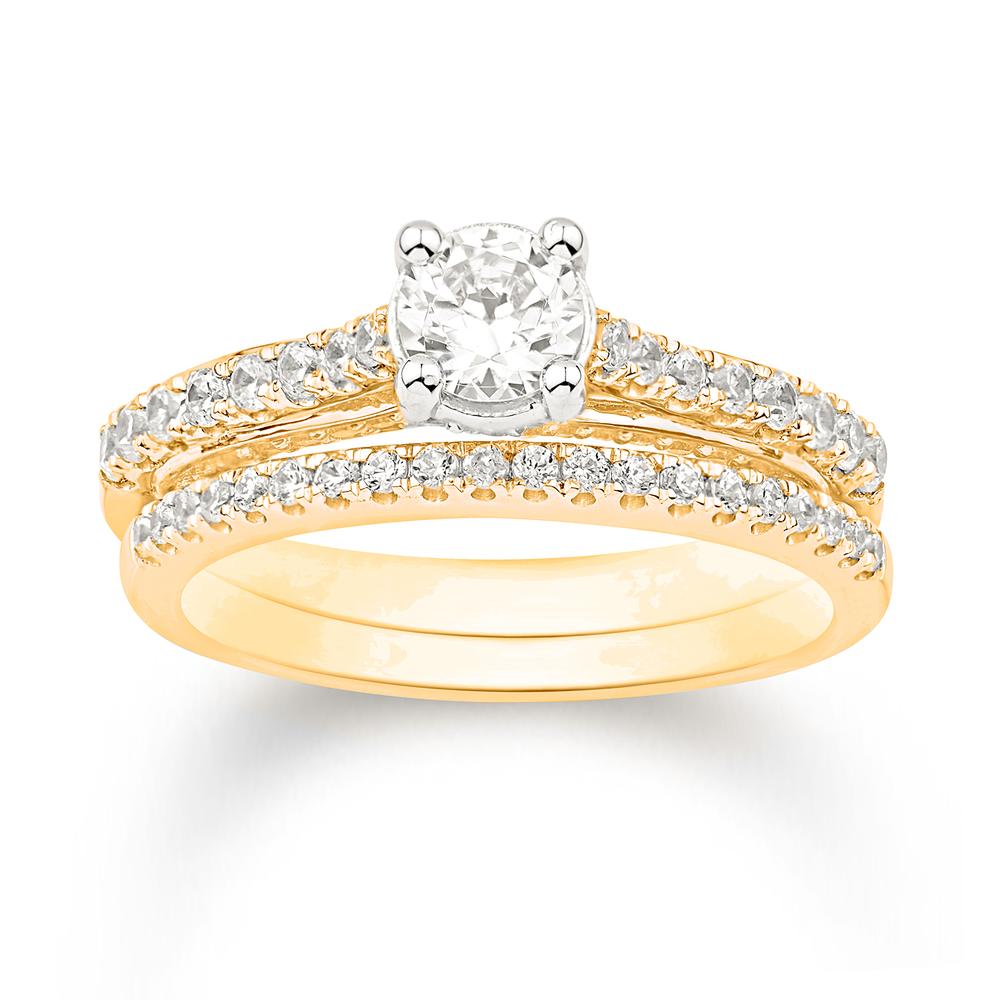 14K Yellow Gold 1.00 Carat (0.50 CTR) Round Bridal Ring-0532652-YG