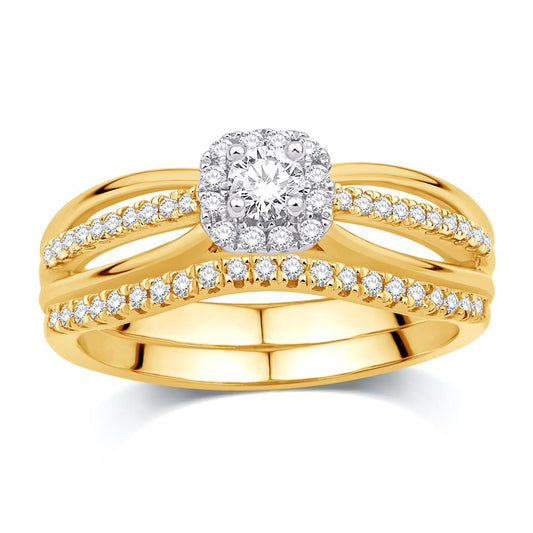 14K Yellow Gold 0.34 Carat (0.10 CTR) Certified Round Bridal Ring-0532725-YG