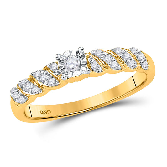 10KT YELLOW GOLD WOMENS ROUND DIAMOND SOLITAIRE PROMISE RING 1/5 CTTW