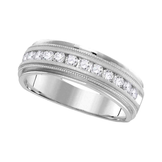 14K WHITE GOLD MENS ROUND DIAMOND COMFORT-FIT WEDDING ANNIVERSARY BAND 1/4 CTTW