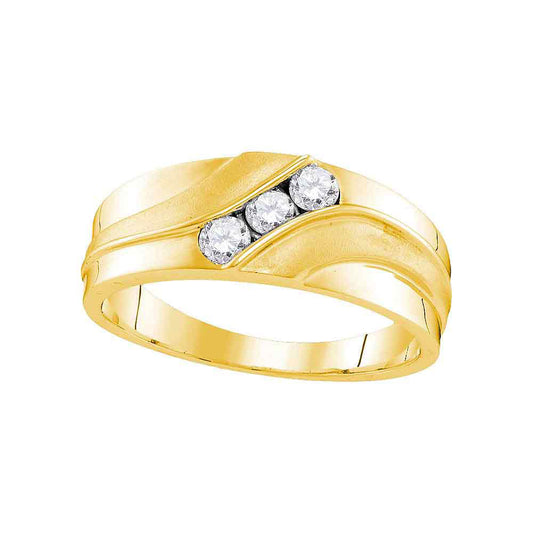 10KT YELLOW GOLD MENS ROUND DIAMOND WEDDING BAND RING 1/3 CTTW