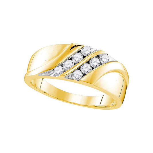 10KT YELLOW GOLD MENS ROUND DIAMOND WEDDING BAND RING 1/2 CTTW