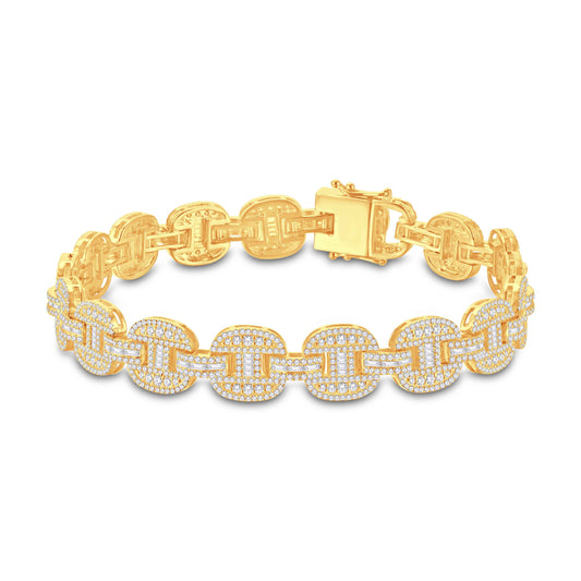 10KT All Yellow Gold 5.75 Carat Gucci link Mens Bracelet-1125096-ALY