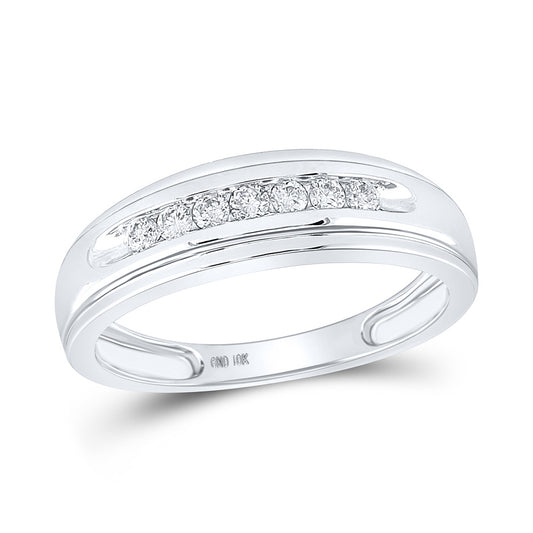 10KT WHITE GOLD MENS ROUND DIAMOND WEDDING BAND RING 1/4 CTTW