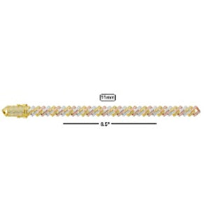 10KT Triple-Tone (Yellow, Rose and White) Gold 6.75 Carat Cuban Link Mens Bracelet-1129030-TT