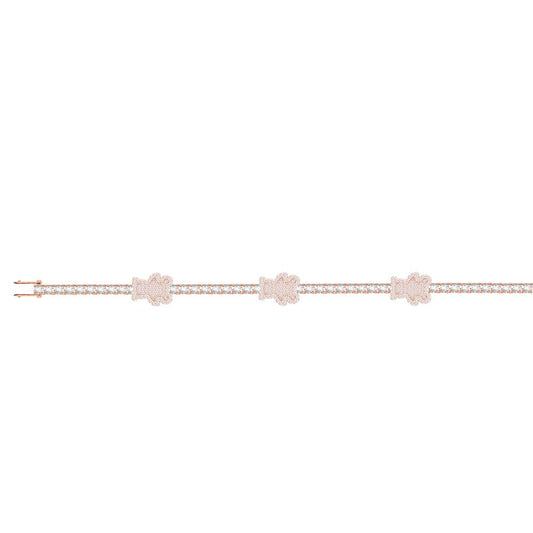 10KT Two-Tone (Rose and White) Gold 1.00 Carat Teddy Tennis Mens Bracelet-1130013-RW