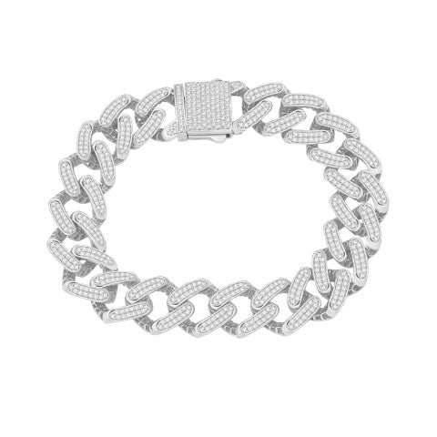 10KT White Gold 4.21 Carat Cuban Link Mens Bracelet-1132014-WG