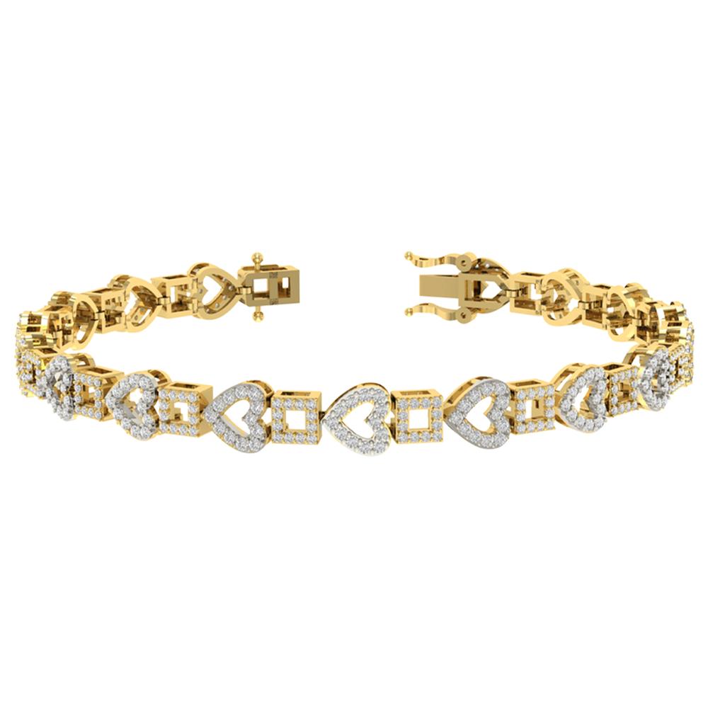 10KT Two-Tone (Yellow and White) Gold 1.99 Carat Heart Bracelet (7 INCH)-1230018-YW