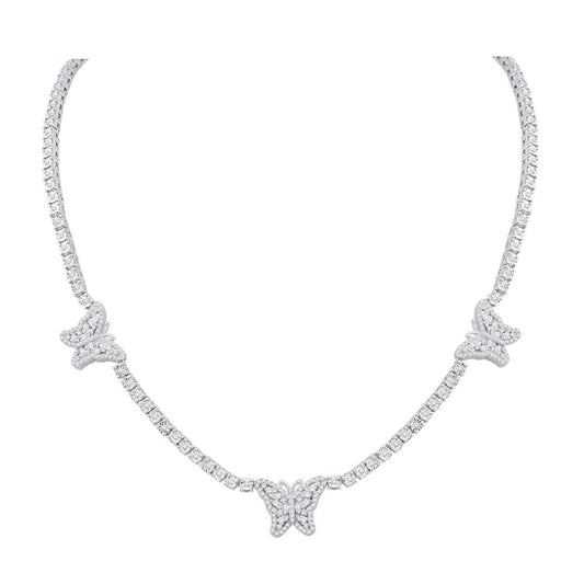 10KT White Gold 3.01 Carat Butterfly Miracle Plate Necklace (17 INCH)-1432095-WG