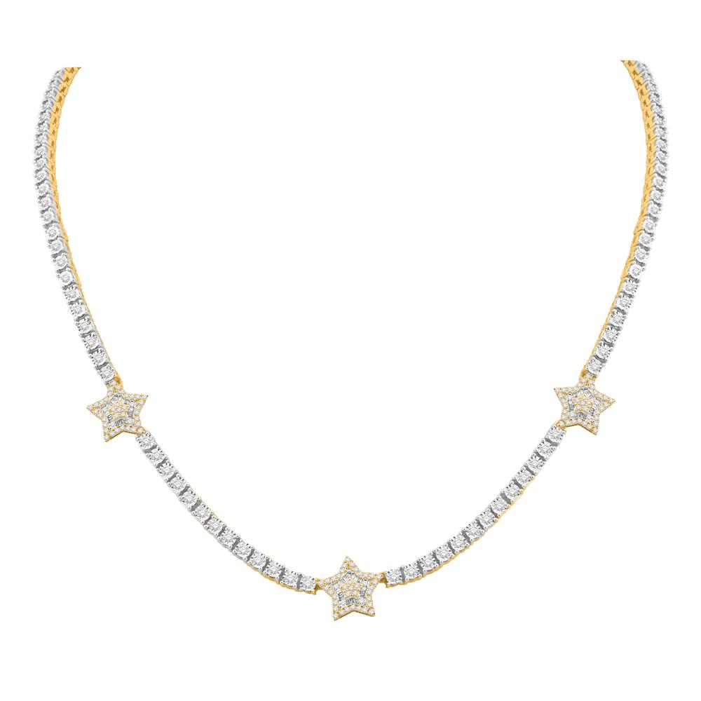 10KT Two-Tone (White and Yellow) Gold 2.87 Carat Star Necklace-1432099-WY
