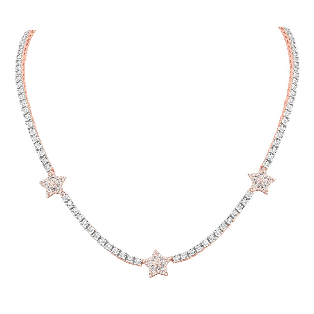 10KT Two-Tone (White and Rose) Gold 3.13 Carat Star Necklace-1432100-WR