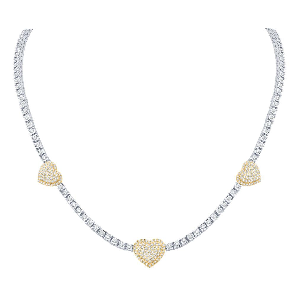 10KT Two-Tone (White and Yellow) Gold 3.15 Carat Heart Necklace-1432101-WY