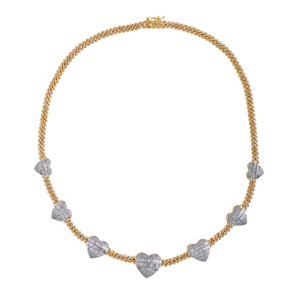 10KT Yellow Gold 4.90 Carat Cuban Link Heart Necklace-1460003-YG