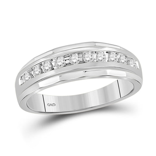 10KT WHITE GOLD MENS ROUND DIAMOND WEDDING BAND RING 1/4 CTTW