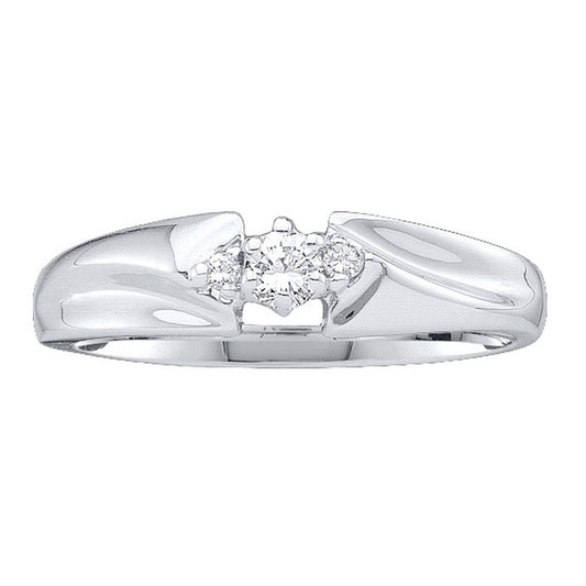 10KT WHITE GOLD WOMENS ROUND DIAMOND 3-STONE PROMISE RING 1/10 CTTW