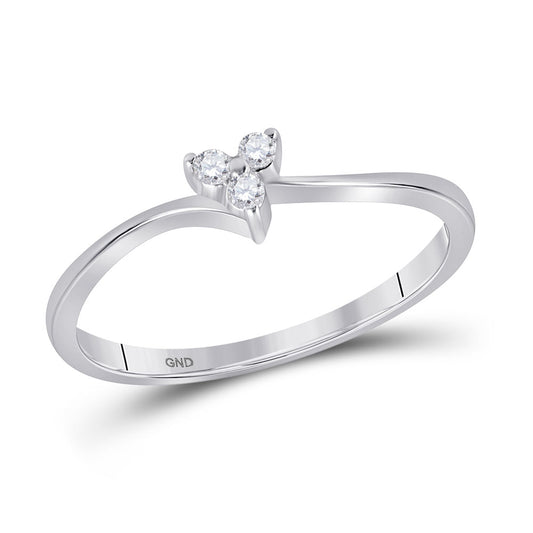 10KT WHITE GOLD WOMENS ROUND DIAMOND HEART PROMISE RING 1/20 CTTW