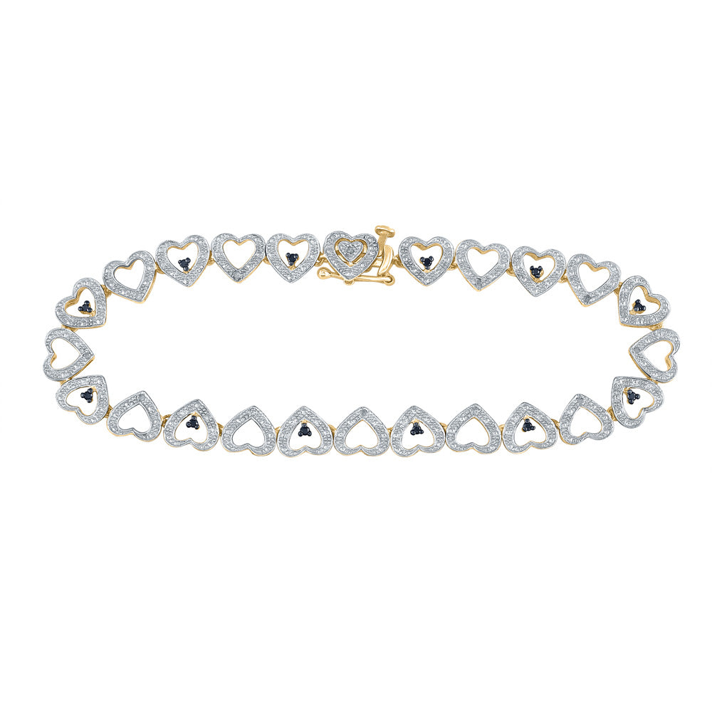 yellow-tone-sterling-silver-black-color-enhanced-diamond-heart-link-bracelet-1/5-cttw55733