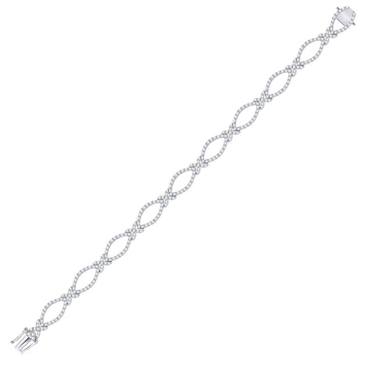 14KT WHITE GOLD WOMENS ROUND DIAMOND LINK BRACELET 2-3/8 CTTW