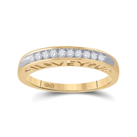 10KT YELLOW GOLD WOMENS ROUND DIAMOND I LOVE YOU BAND 1/5 CTTW