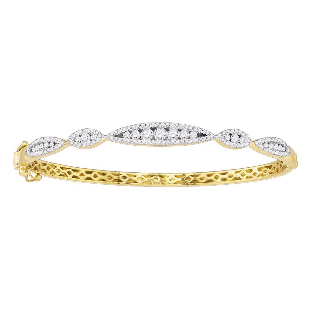 10KT YELLOW GOLD WOMENS ROUND DIAMOND BANGLE BRACELET 1 CTTW81649